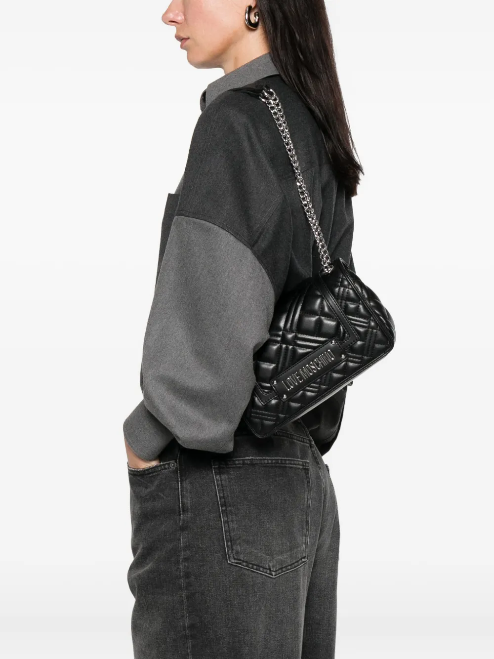 Love Moschino Medium crossbodytas met logoplakkaat Zwart