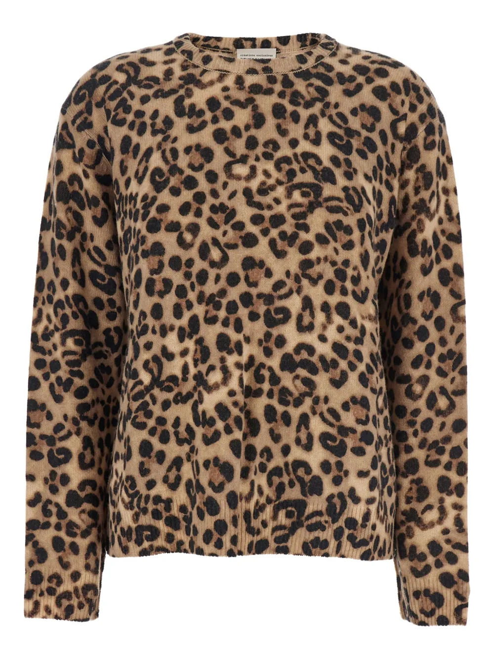 Semicouture leopard-print crew-neck sweater Zwart