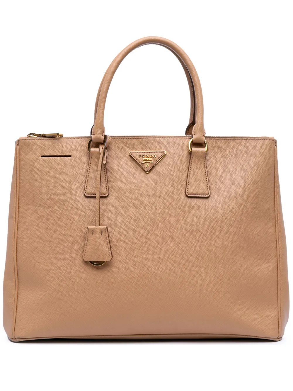 Prada Pre-Owned 2000-2025 ラージ サフィアーノルクス ガレリア ダブルジップ サッチェルバッグ - ブラウン Prada Pre-Owned 2000-2025 ラージ サフィアーノルクス ガレリア ダブルジップ サッチェルバッグ - ブラウン