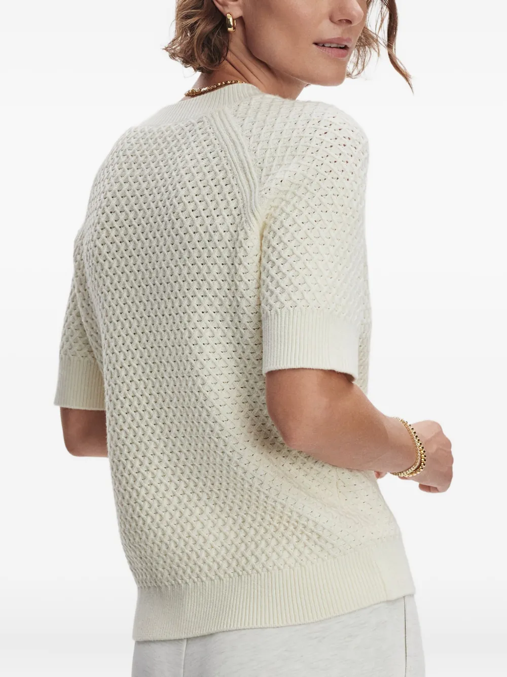 Varley Lucy Textured Short-sleeve T-shirt In Neutral