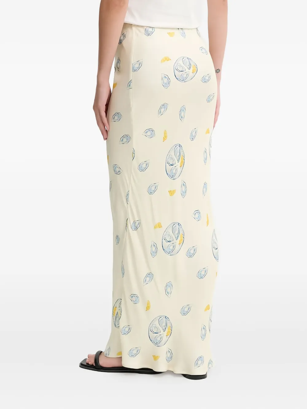 Never Fully Dressed Oyster Doris Satin Midi Skirt In Neutral