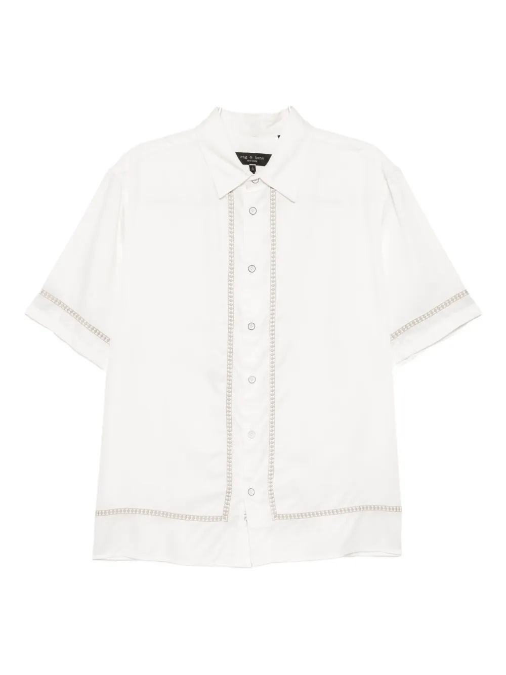 Rag & Bone Dalton Embroidered Short Sleeve Button-up Shirt In White