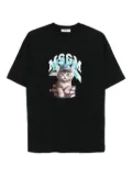 MSGM Kids kitten-embellished cotton T-shirt - Black