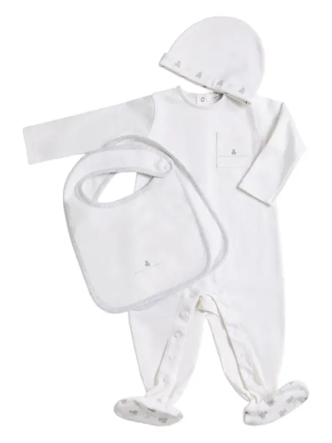Brunello Cucinelli Kids bear-print cotton babygrow set