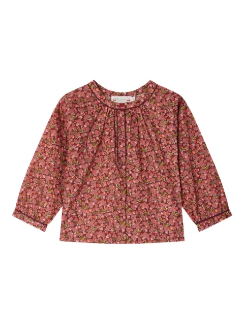 Bonpoint button floral blouse