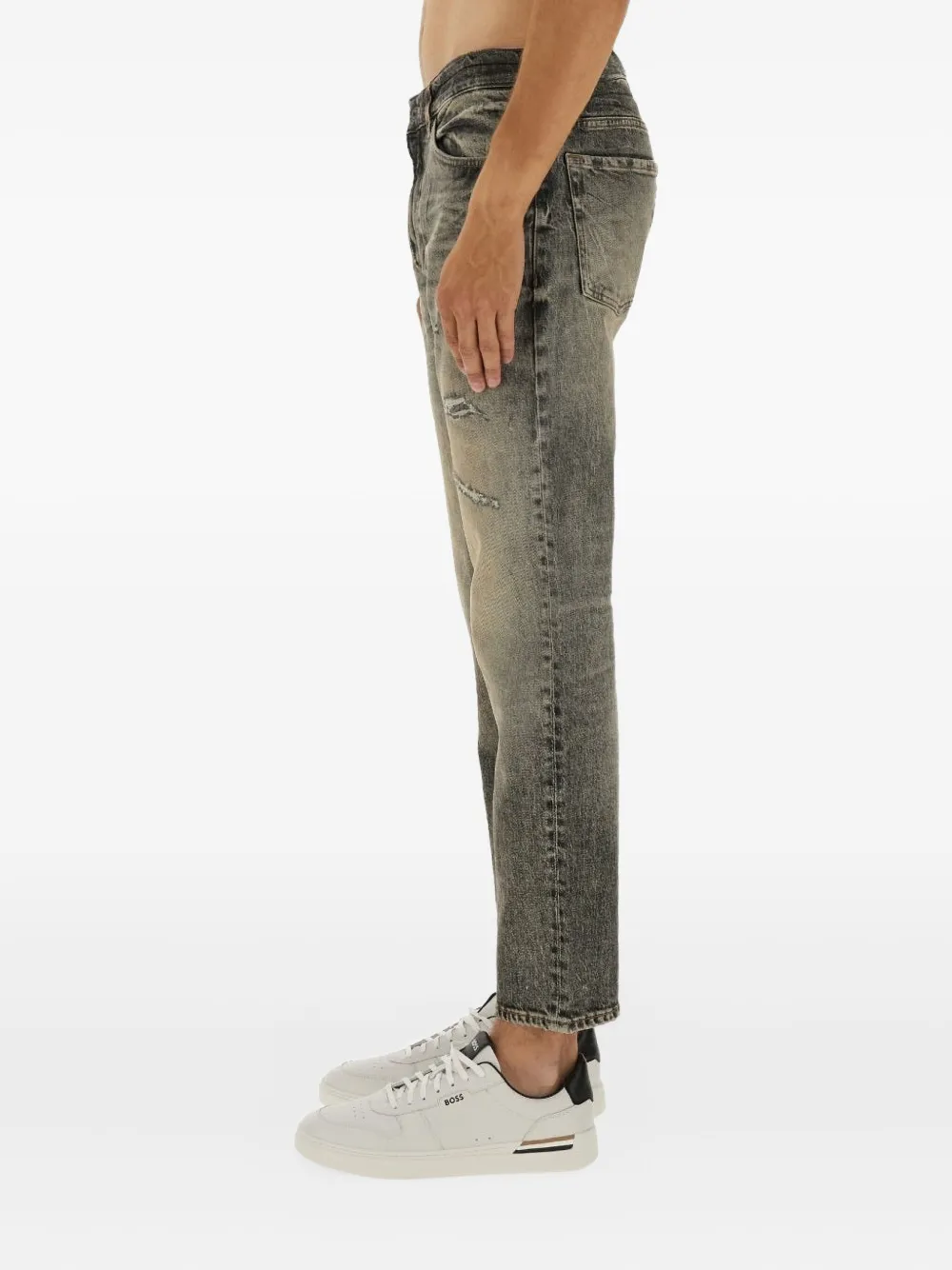 BOSS Gerafelde jeans Grijs