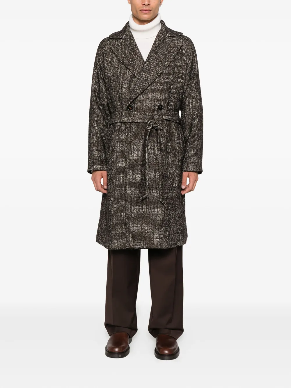 Tagliatore belted herringbone coat | Double Breasted Coats | Image 2