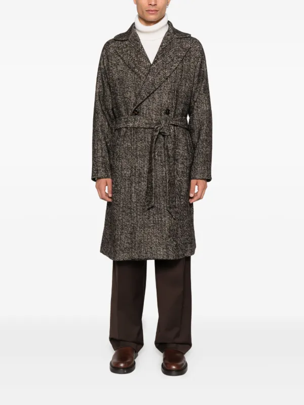 Tagliatore ヘリンボーン ベルテッドコート | ブラウン | FARFETCH JP