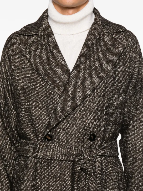 Tagliatore ヘリンボーン ベルテッドコート | ブラウン | FARFETCH JP
