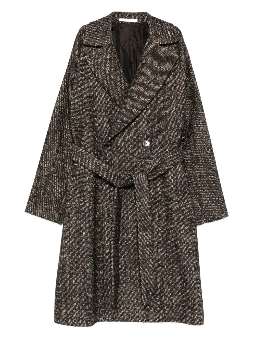 Tagliatore belted herringbone coat | Brown | Image 1