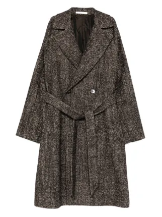 Tagliatore ヘリンボーン ベルテッドコート | ブラウン | FARFETCH JP