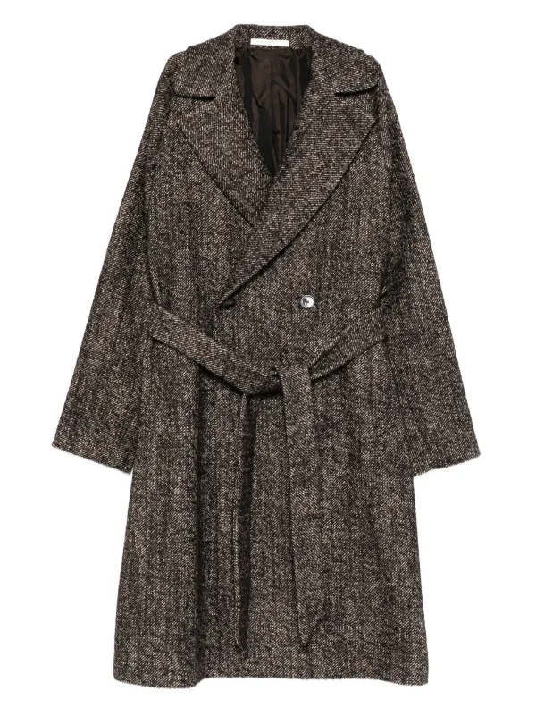 Tagliatore ヘリンボーン ベルテッドコート | ブラウン | FARFETCH JP