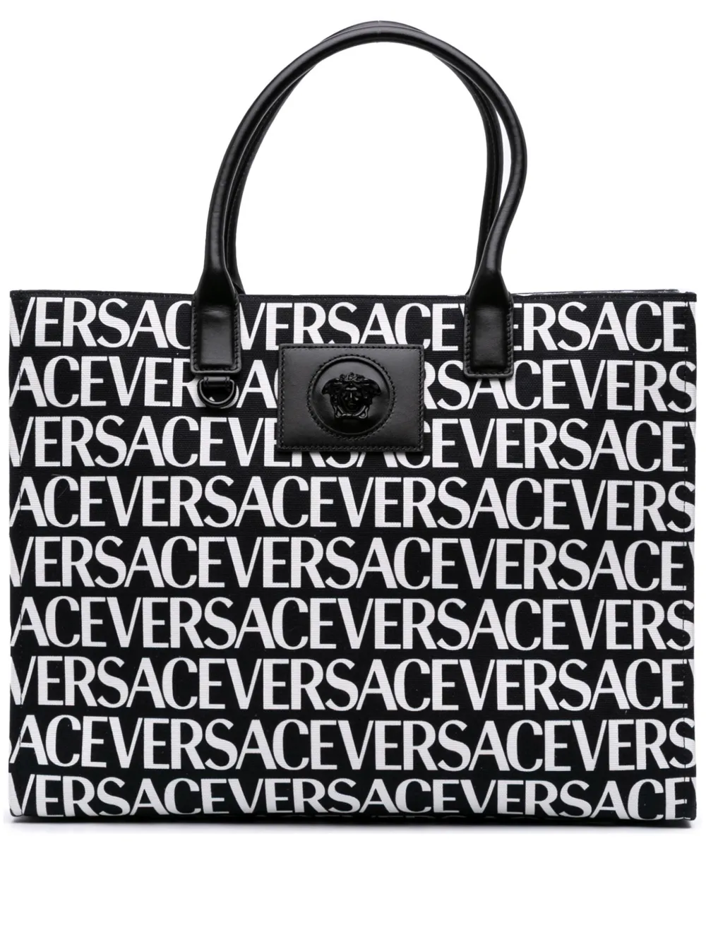 Versace Pre-Owned 2021-2025 Canvas Logo Print tote bag | Black | Image 1