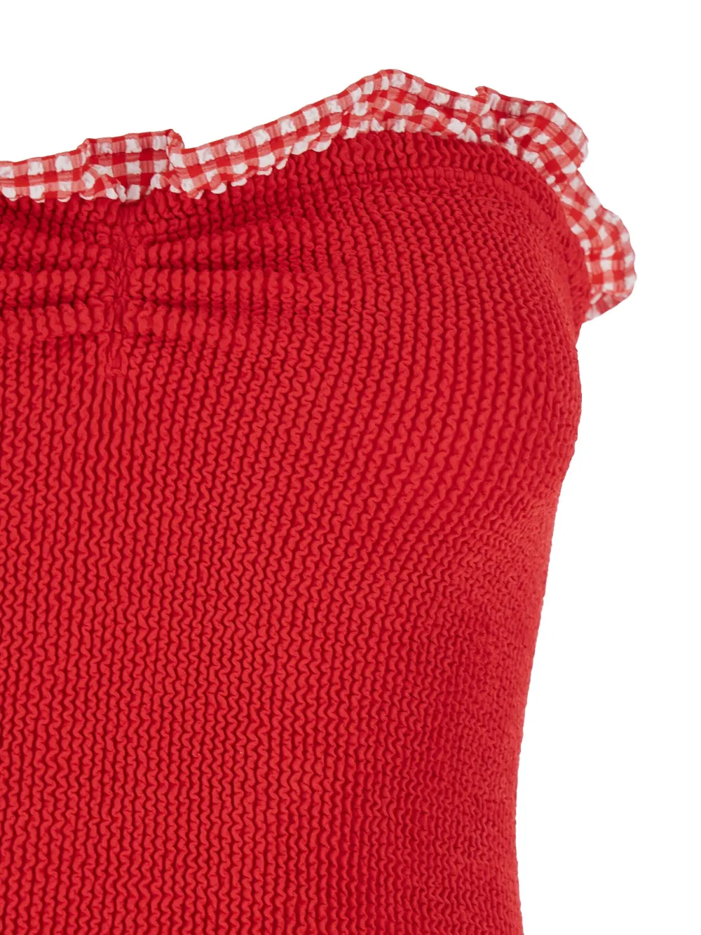 Hunza G Dolly ruffled-trim swimsuit Rood