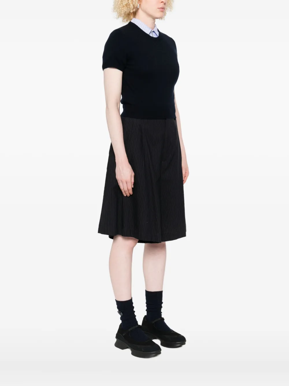 Prada Top met korte mouwen en keyhole hals Blauw