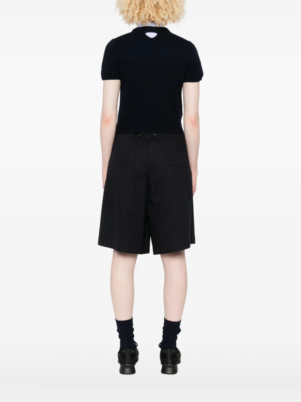 Prada Top met korte mouwen en keyhole hals Blauw