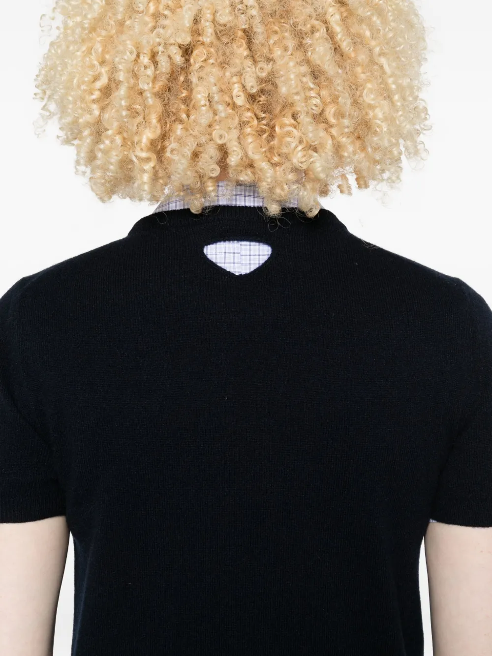 Prada Top met korte mouwen en keyhole hals Blauw