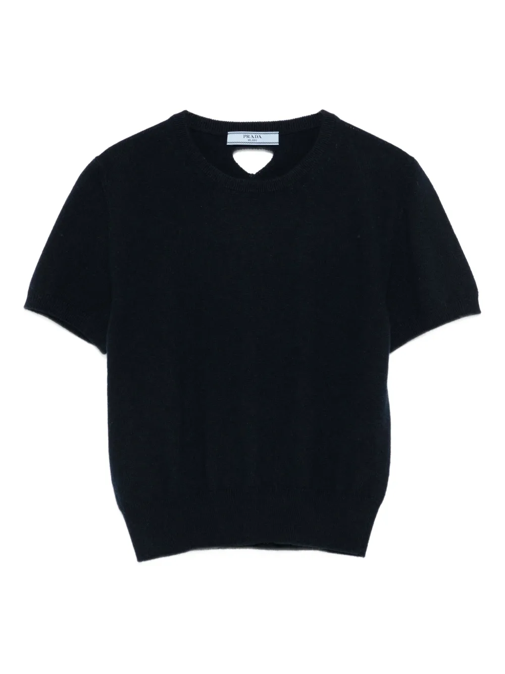 Prada Top met korte mouwen en keyhole hals Blauw