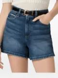 PAIGE whiskering-effect denim shorts - Blue