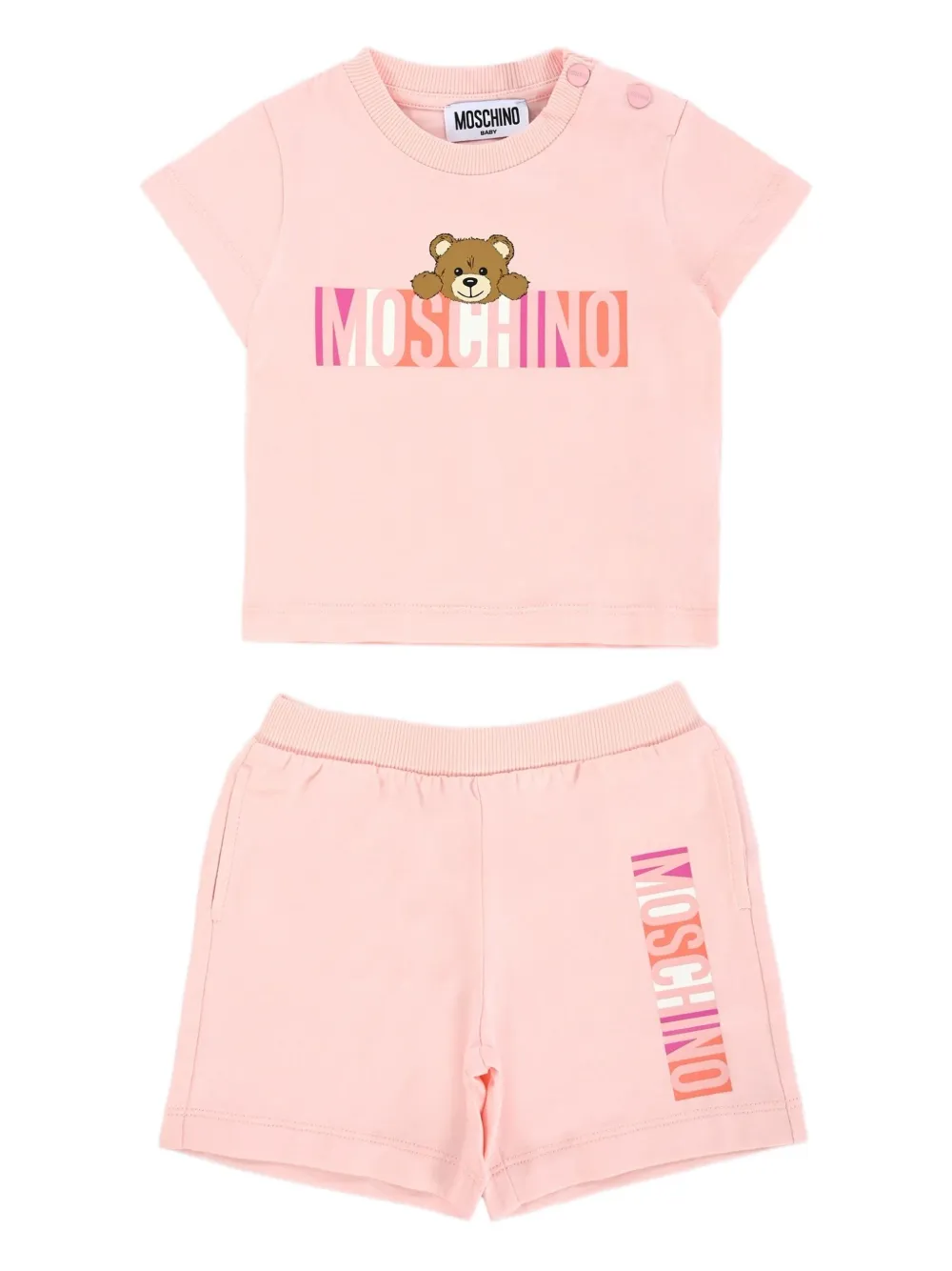 Moschino Kids Shorts set met teddybeerprint Roze