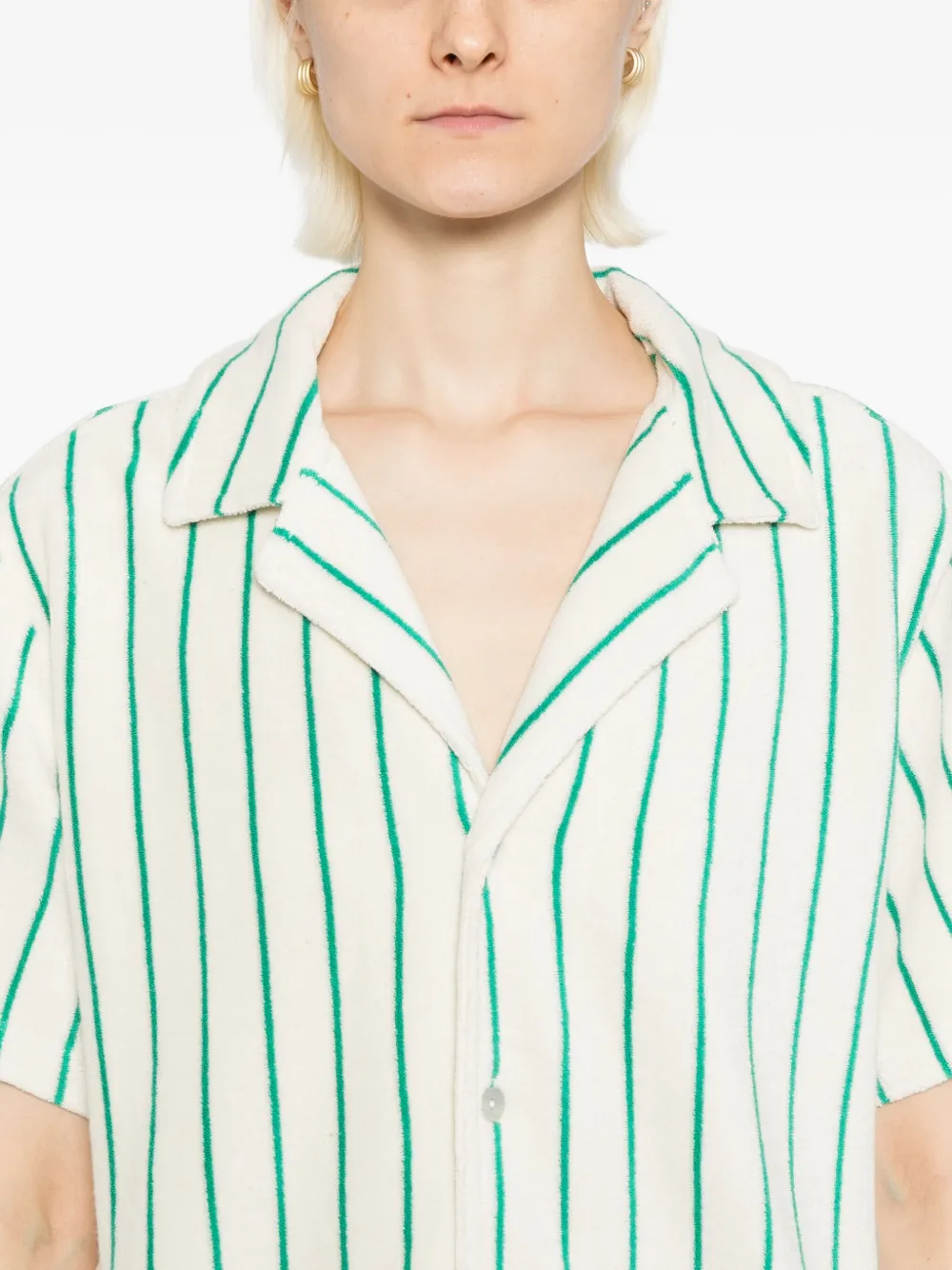 Bongusta Naram Striped Terry Shirt In Green