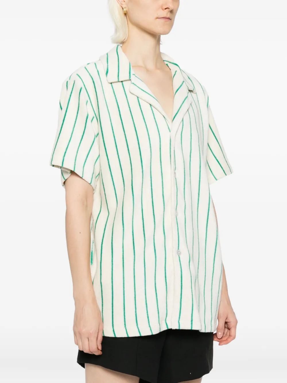 Bongusta Naram Striped Terry Shirt In Green