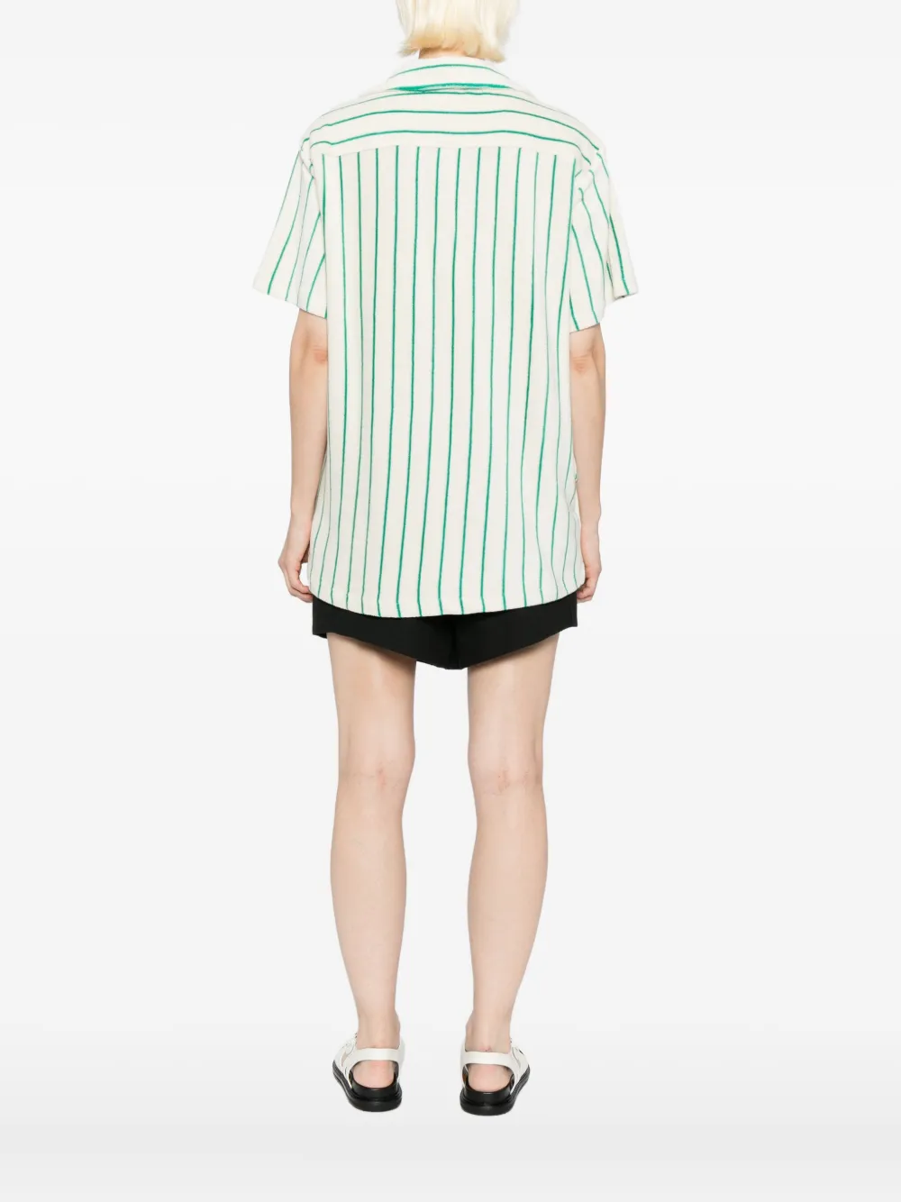 Bongusta Naram Striped Terry Shirt In Green