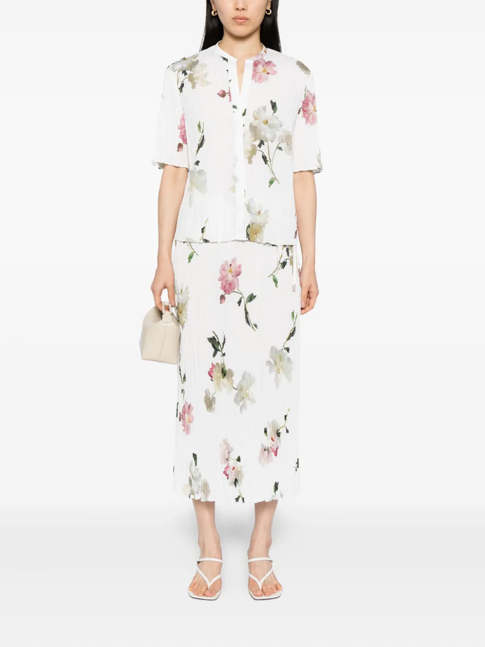 Vince Wilted Peony pleated skirt - Wit
