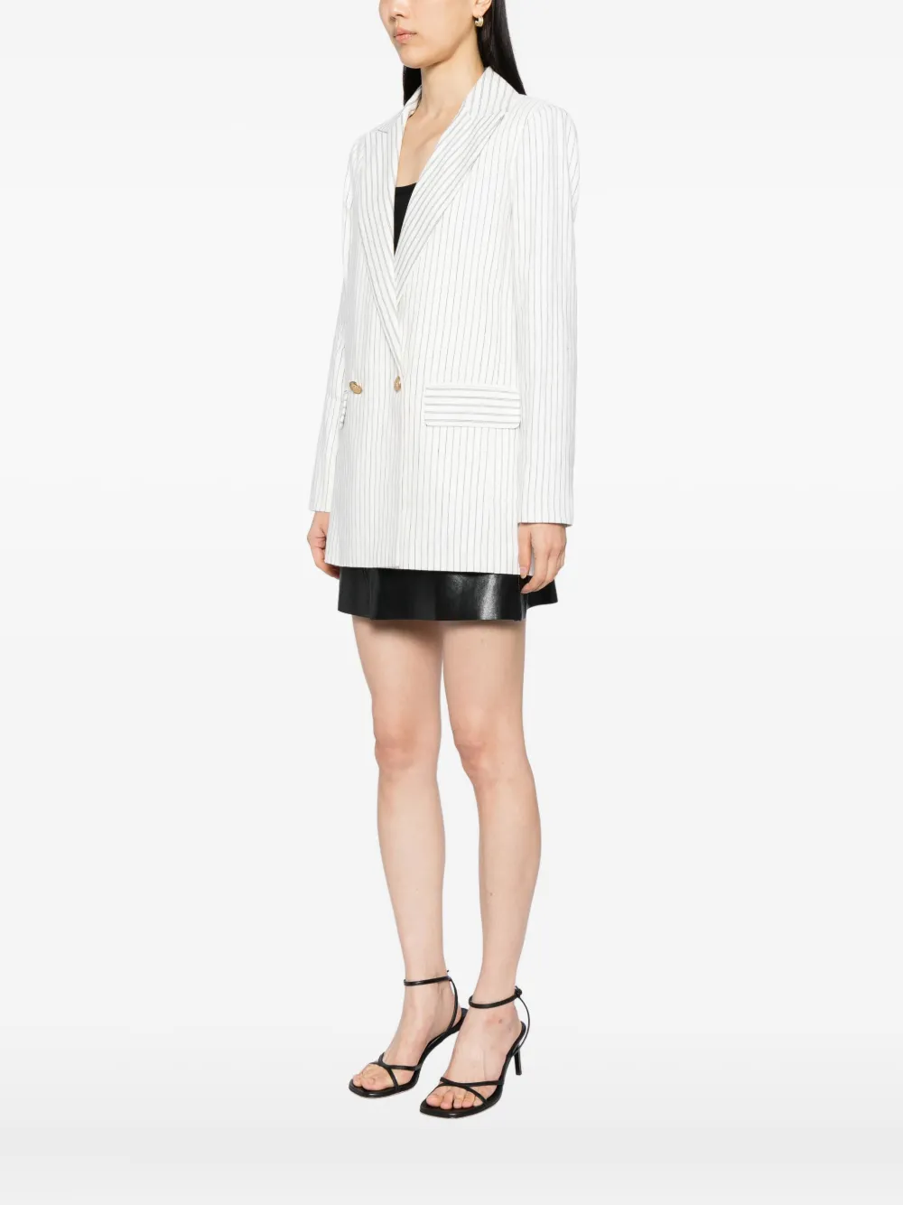 Alice And Olivia Arias Striped Blazer In White
