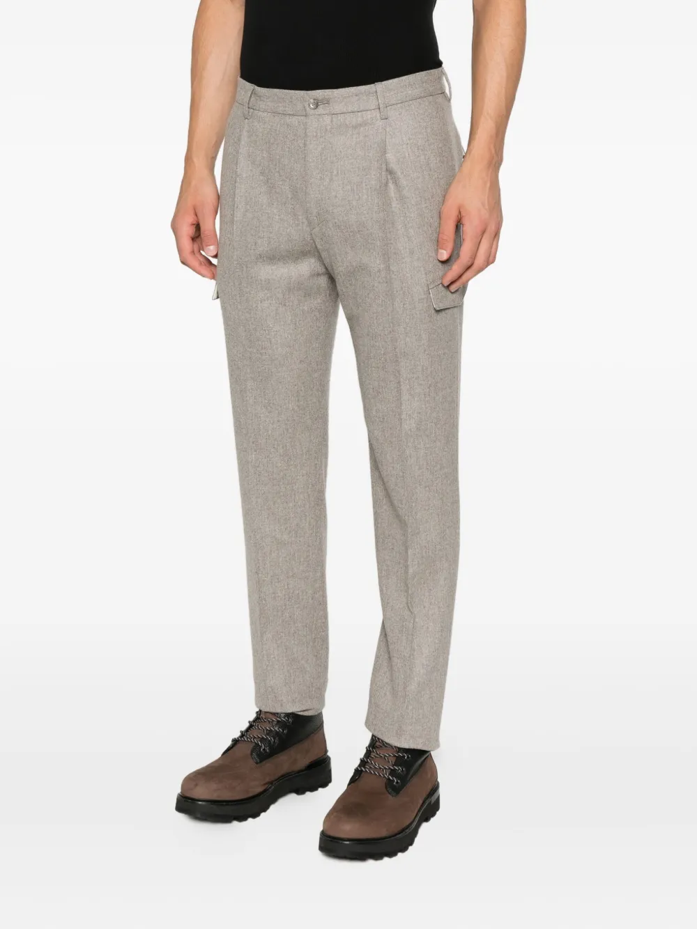 Tagliatore Straight broek van scheerwol met plooien Beige