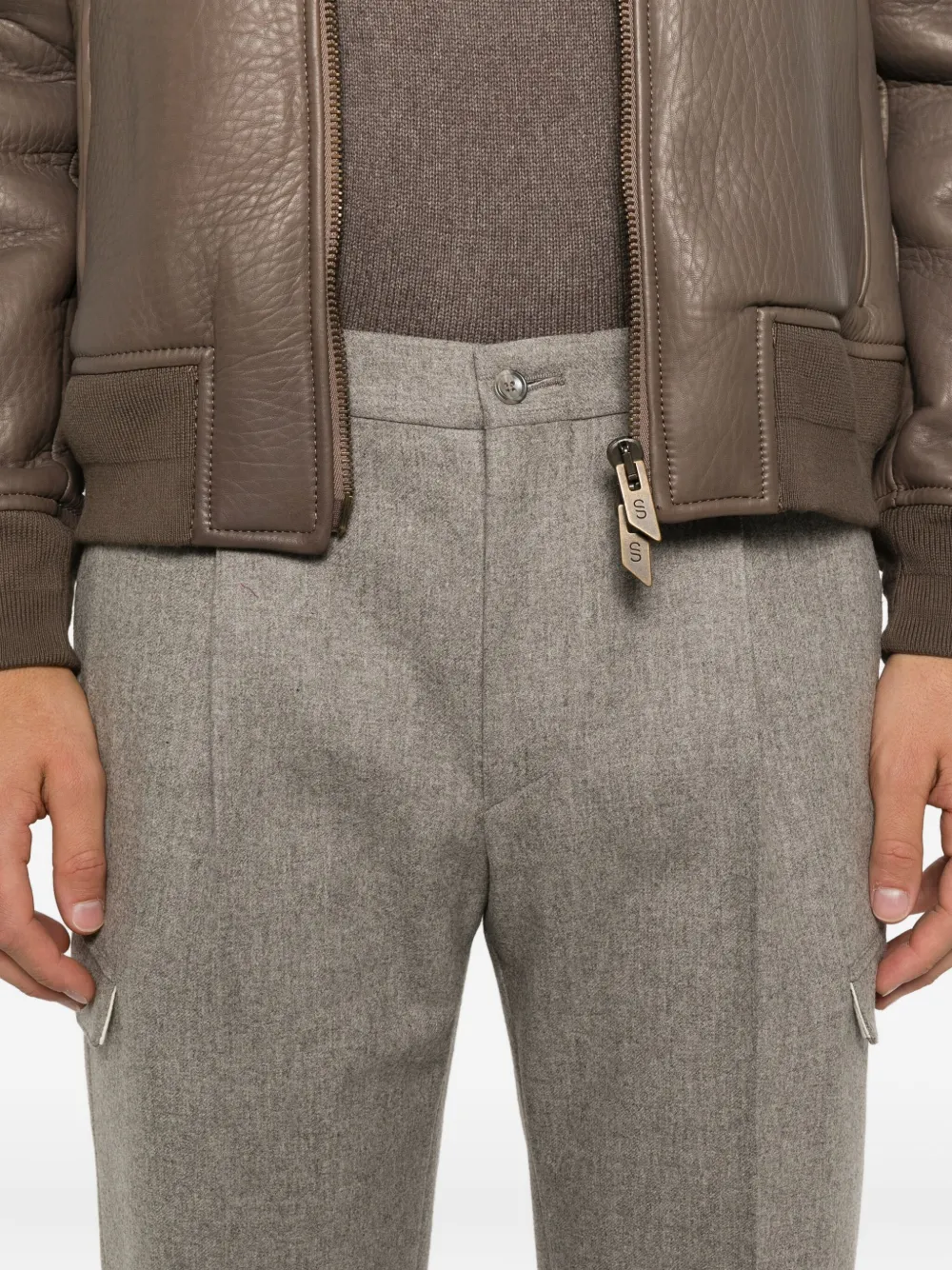 Tagliatore Straight broek van scheerwol met plooien Beige