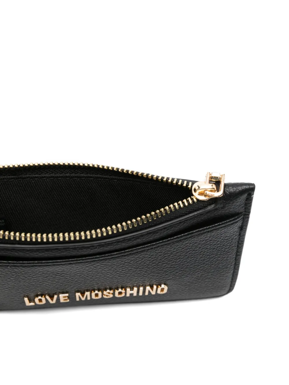 Love Moschino Pasjeshouder met logoplakkaat en rits Zwart