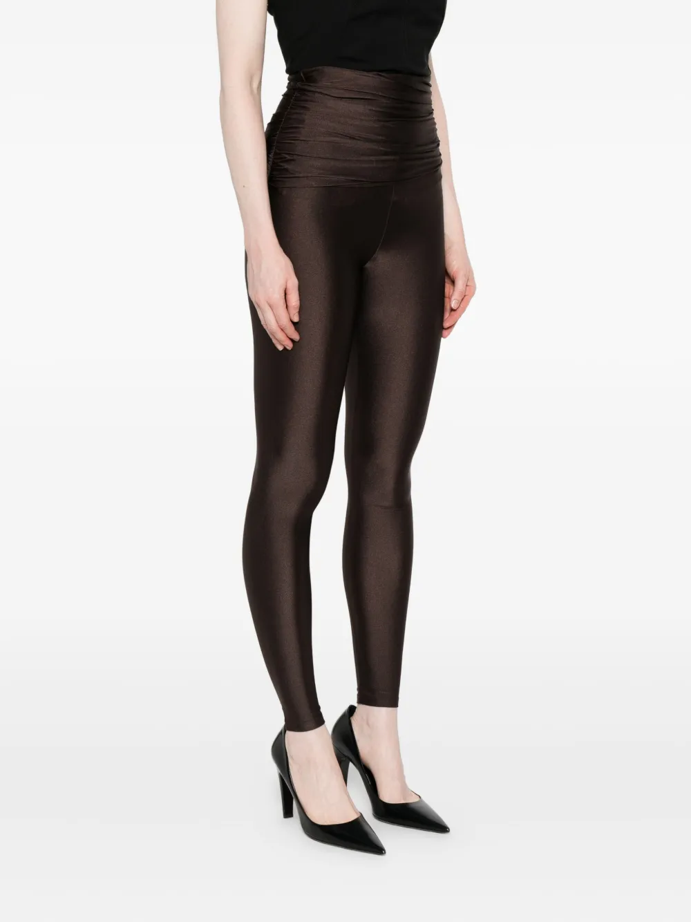 The Andamane Vicki Draped-waist Leggings In Brown