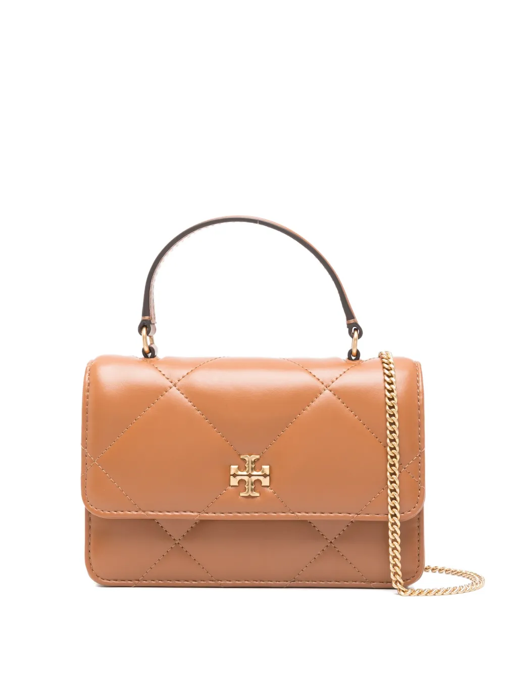 Tory Burch Mini Kira Diamond-quilted Tote Bag In Brown
