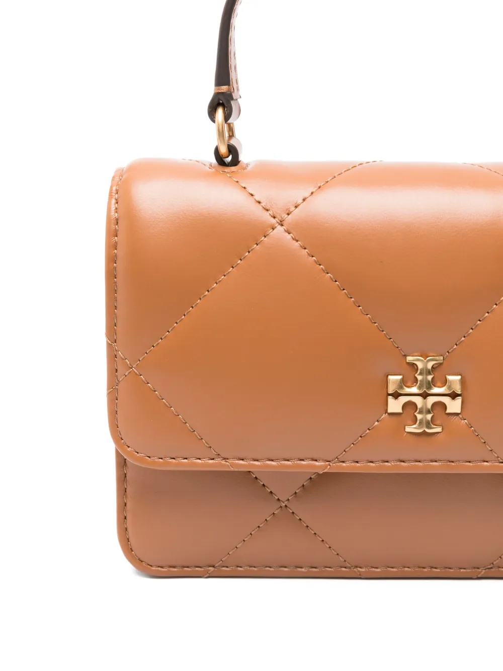 Tory Burch Mini Kira Diamond-quilted Tote Bag In Brown