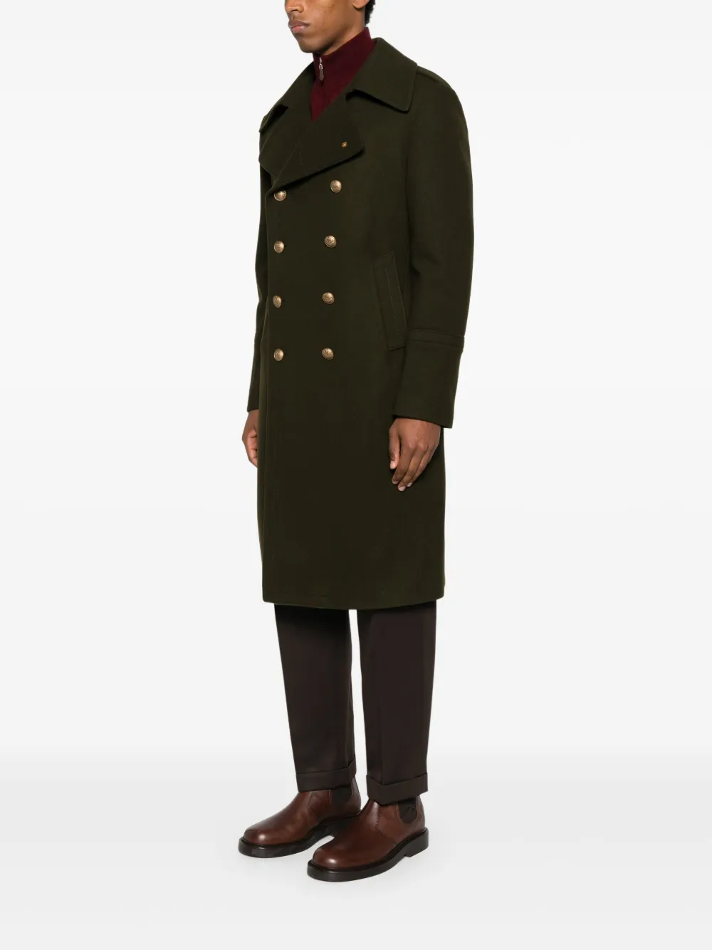 Tagliatore Double-breasted Button Coat In Green