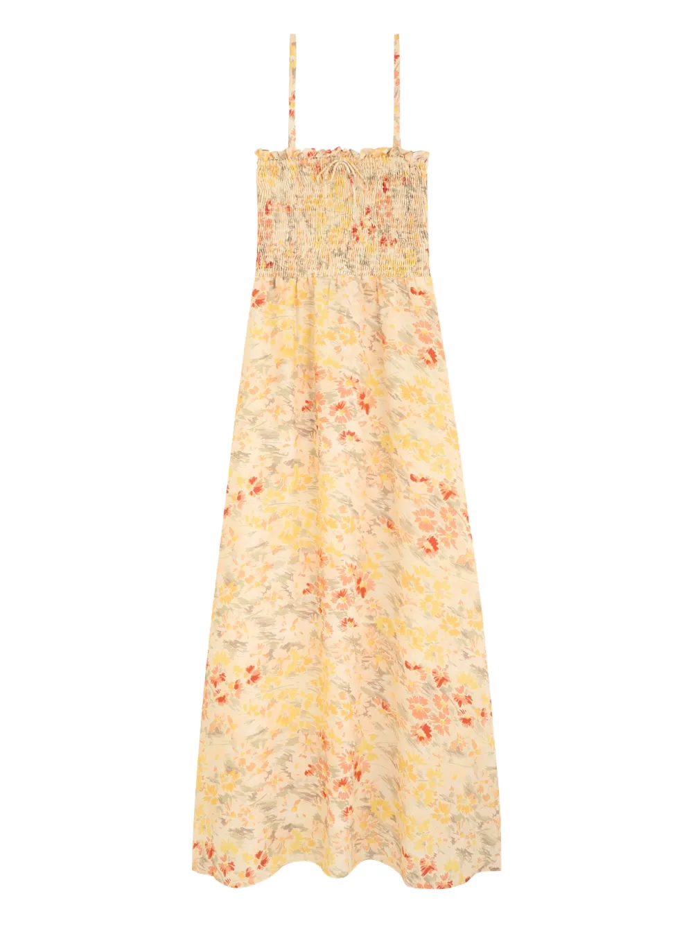 Faithfull the Brand Sorana shirred floral dress - Beige