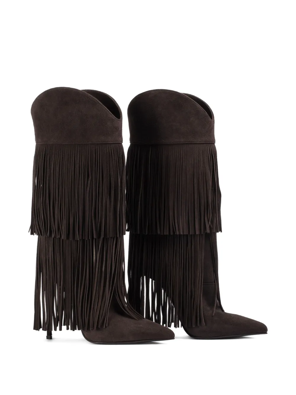 Le Silla 120mm Andy layered-fringe cowboy boots Brown
