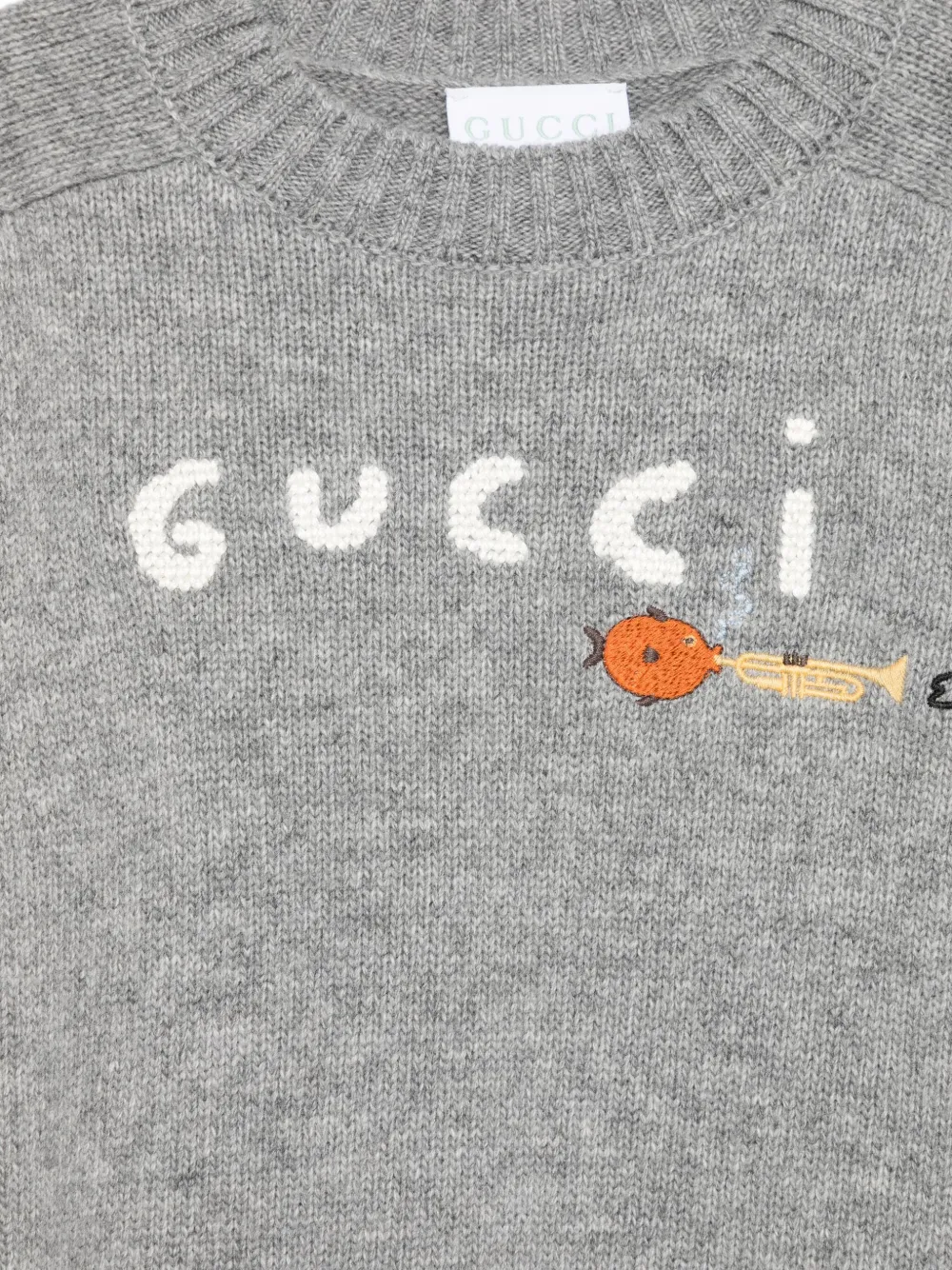 Gucci Kids Trui met geborduurd logo Grijs