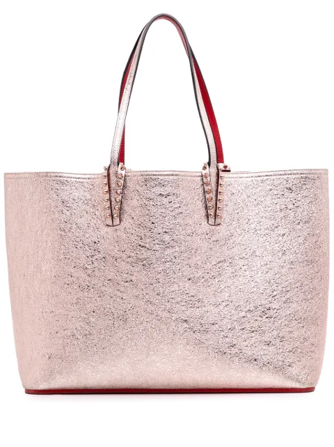 Christian Louboutin Pre-Owned 2017-2025 Metallic Crinkled Calfskin Spike Cabata tote bag