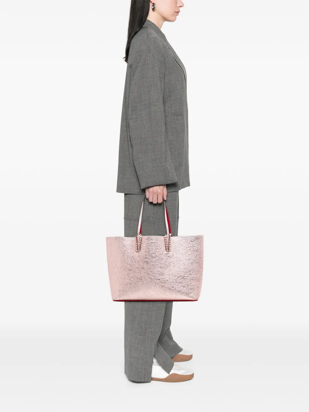 Christian Louboutin Pre-Owned 2017-2025 Metallic Crinkled Calfskin Spike Cabata tote bag | Pre-Owned | Image 2