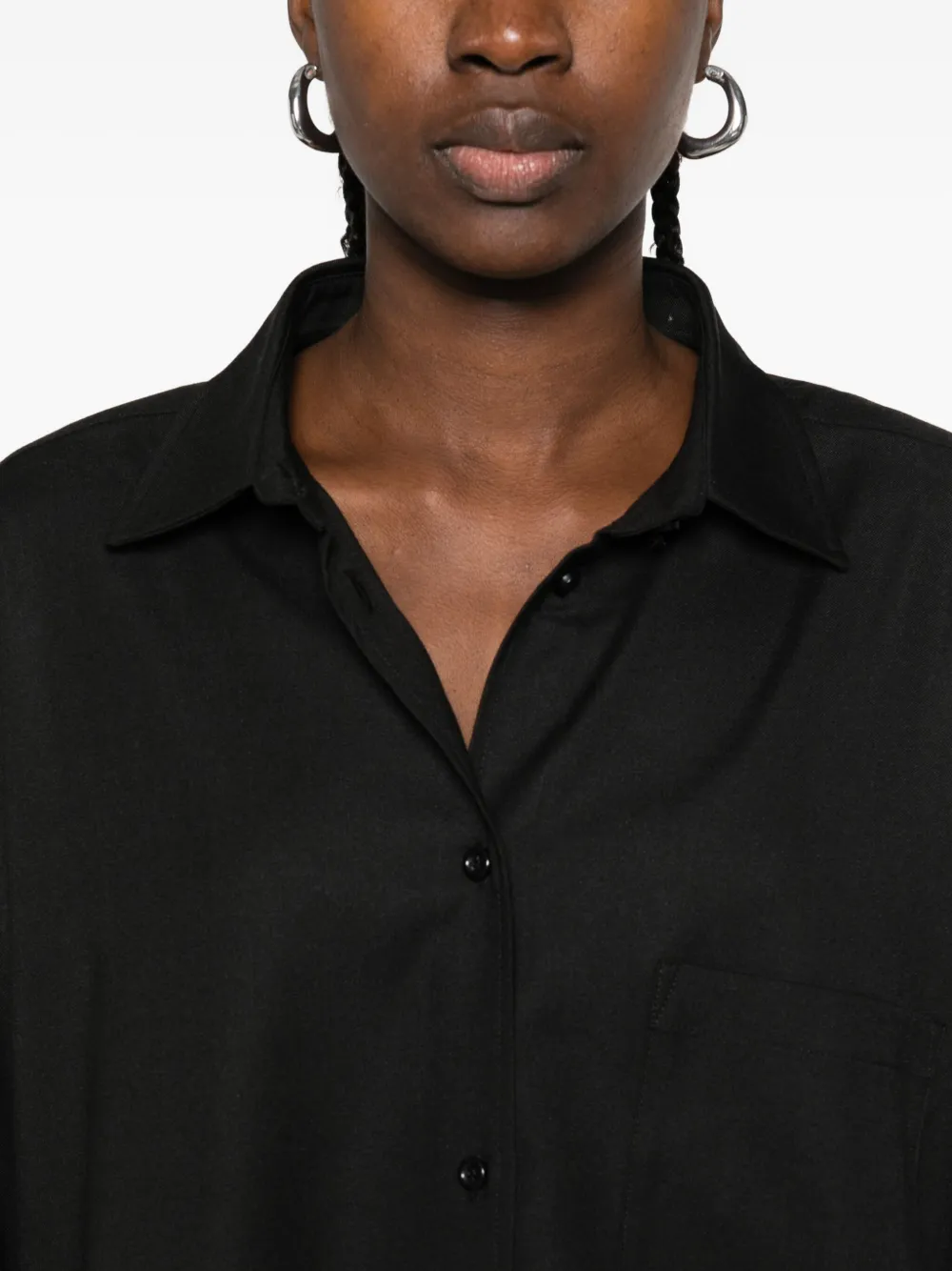 The Andamane Buttoned-front Point-collar Shirt In Black