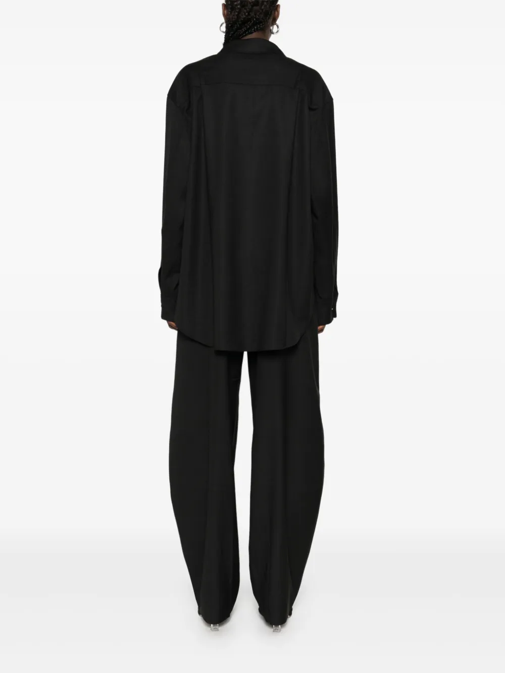 THE ANDAMANE Blouse met puntkraag en knopen Zwart