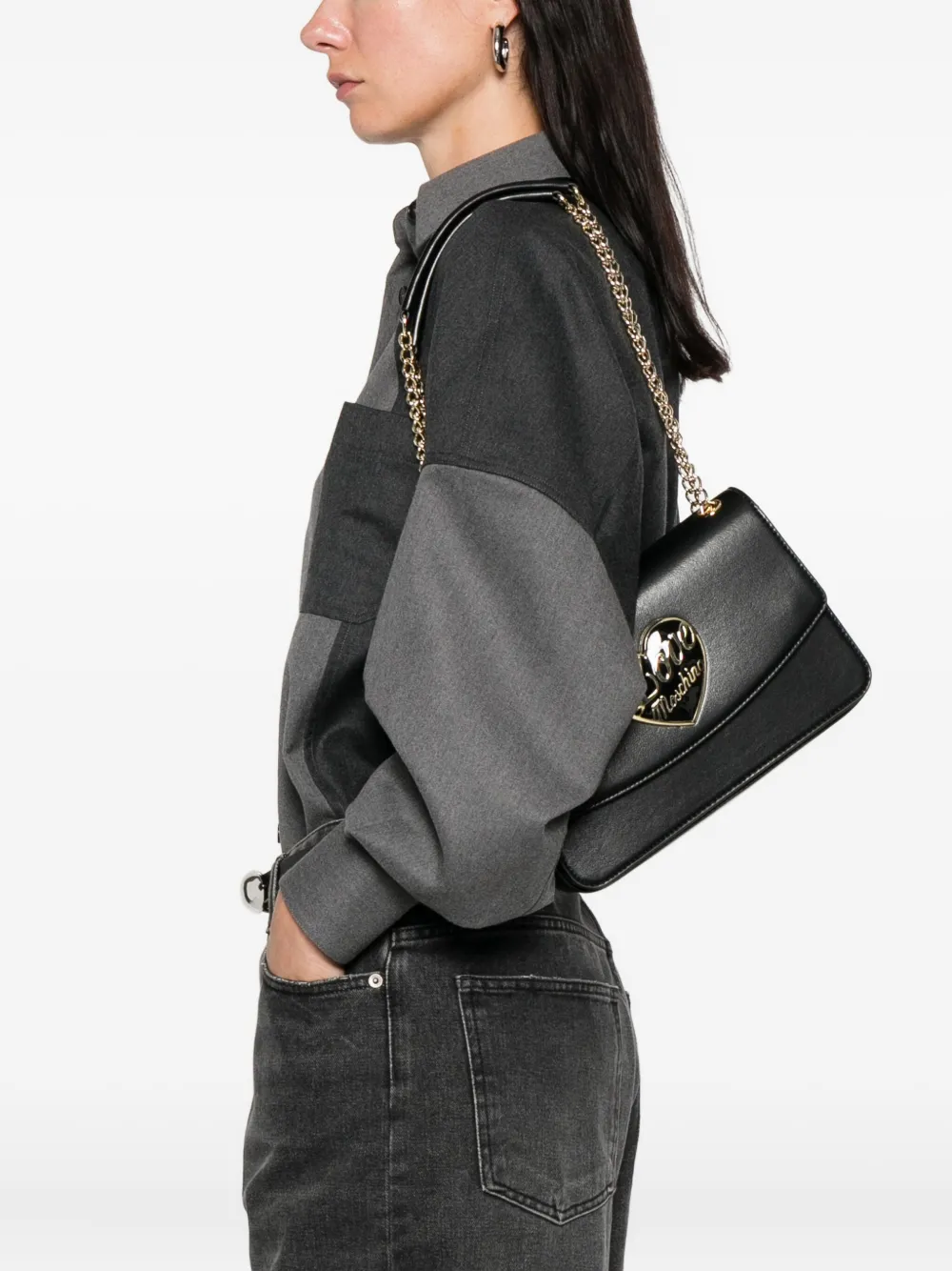 Love Moschino Crossbodytas met hartplakkaat Zwart
