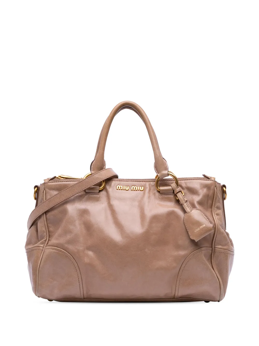 Miu Miu Pre-Owned 2010-2025 ヴィッテロ シャイン サッチェルバッグ - ブラウン Miu Miu Pre-Owned 2010-2025 ヴィッテロ シャイン サッチェルバッグ - ブラウン