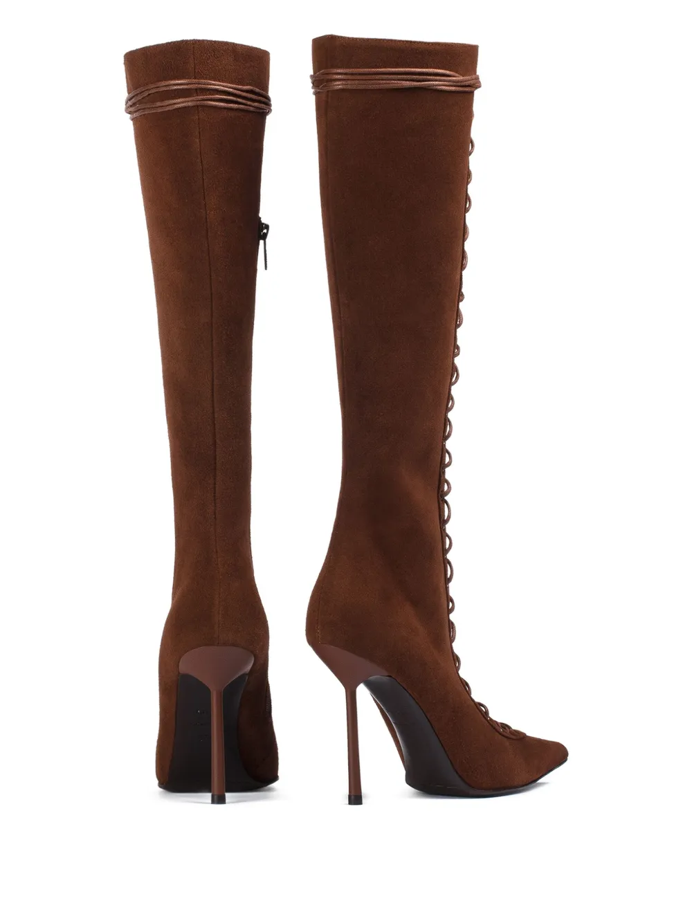 Le Silla 100mm Colette lace-up suede boots Brown