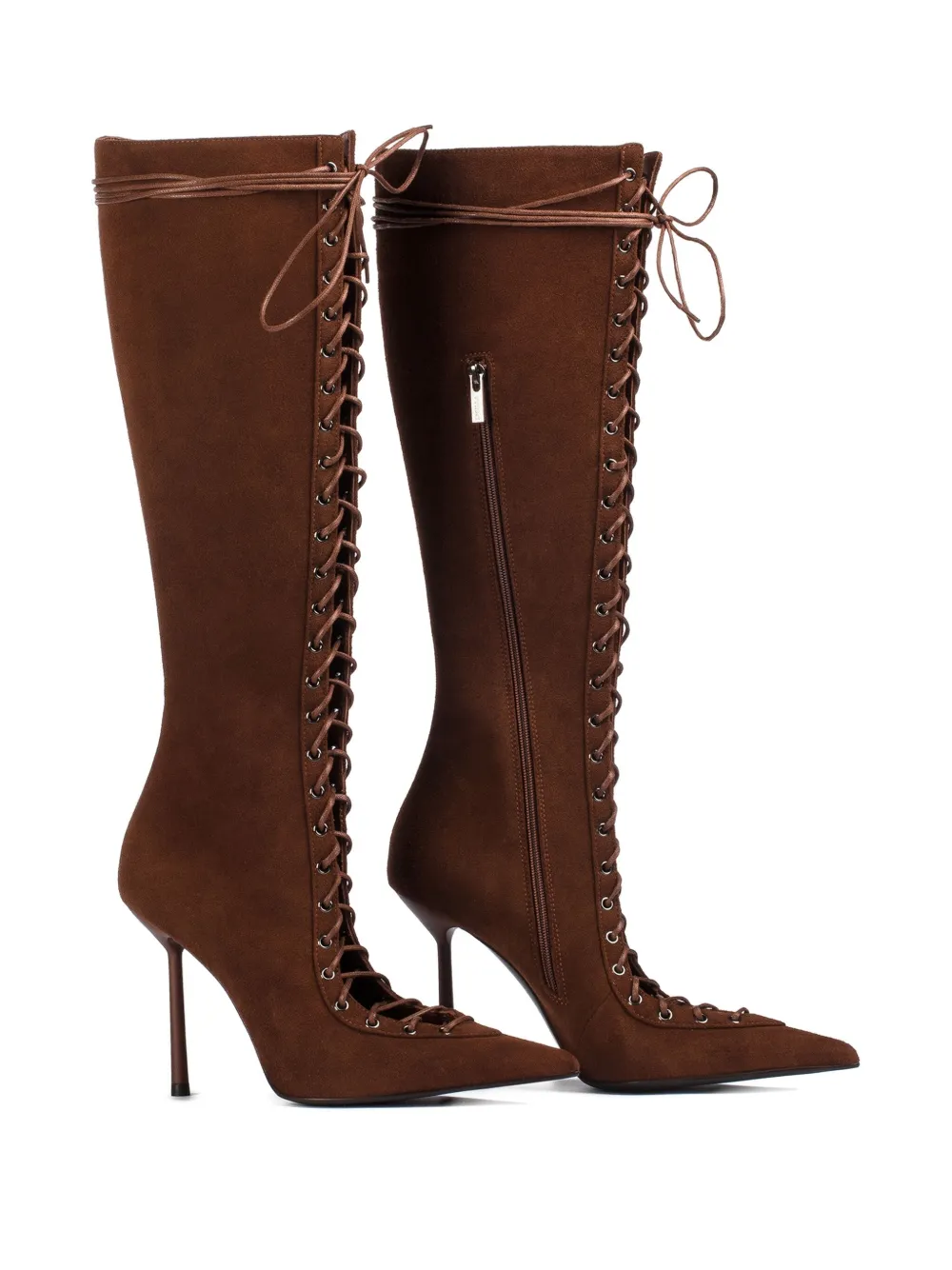 Le Silla 100mm Colette lace-up suede boots Brown