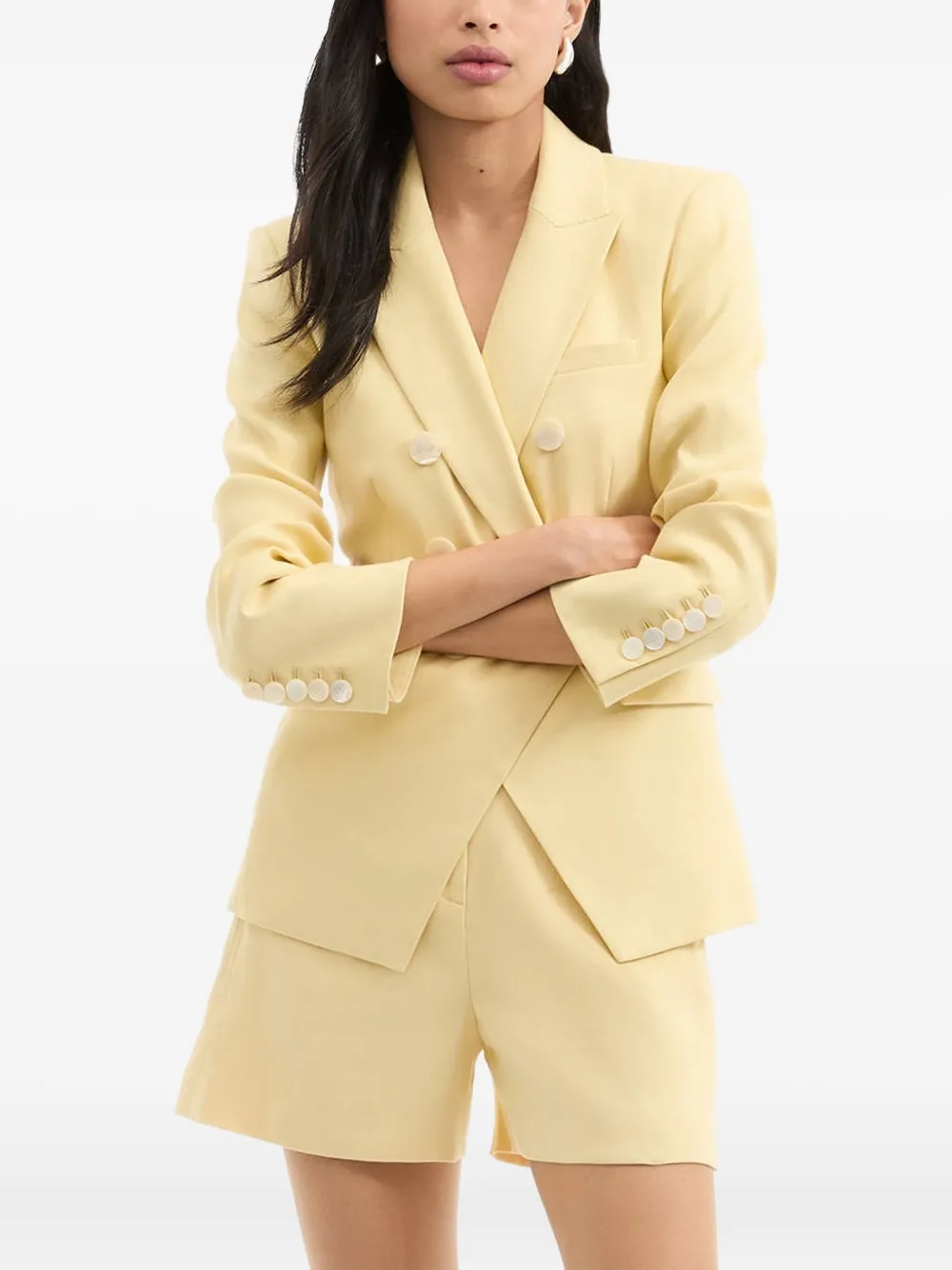 Veronica Beard Double-breasted Button Blazer In Yellow