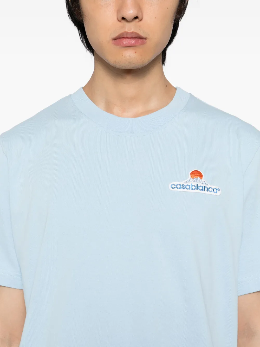 Casablanca T-shirt met Montagne-patch Blauw