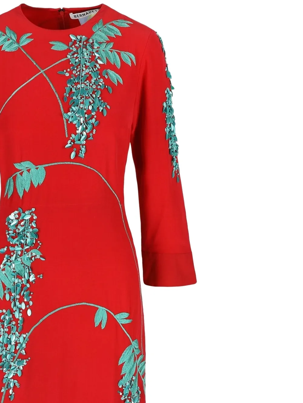 Bernadette Jurk met geborduurde bloemen Rood